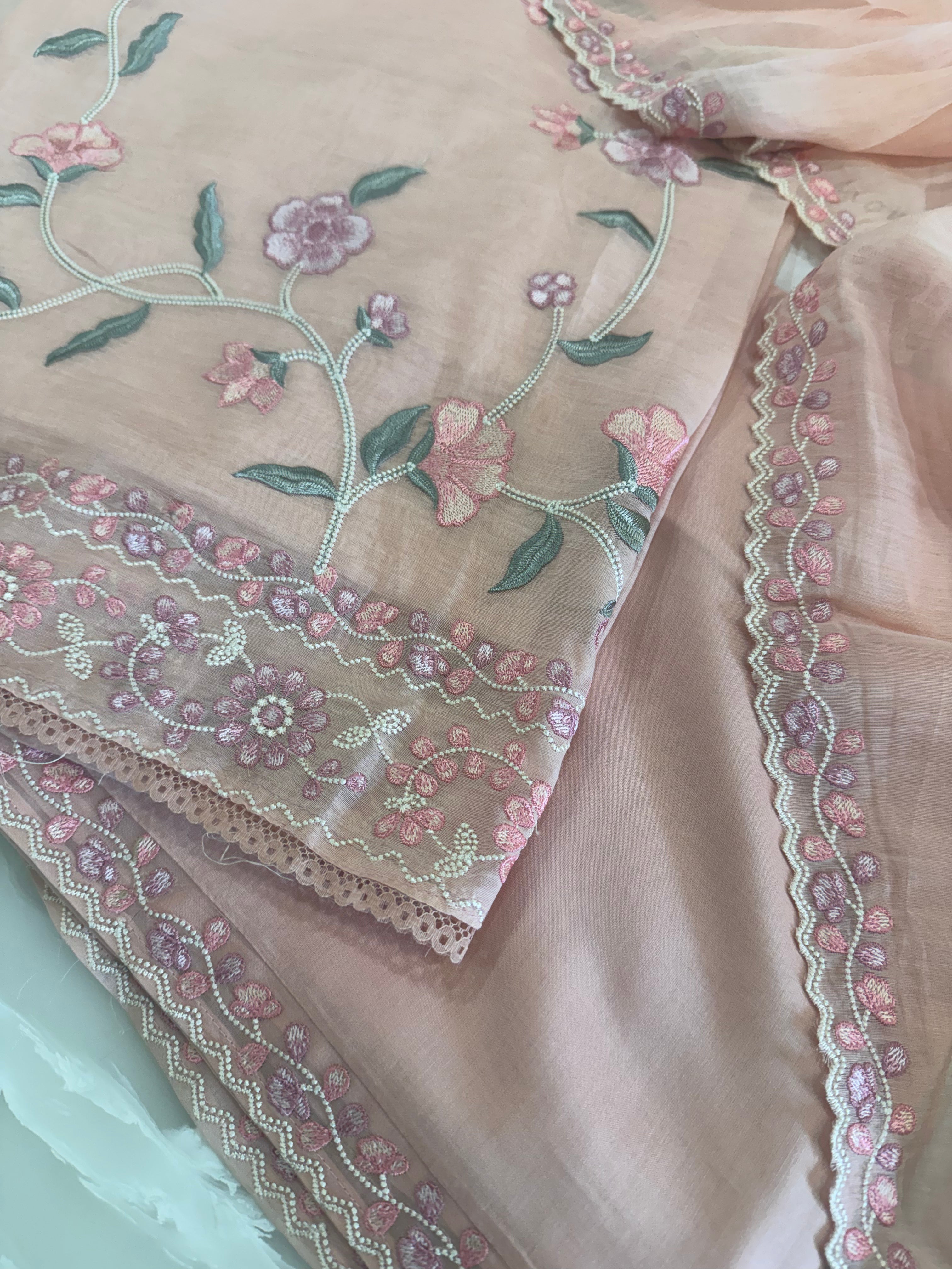 Pure Mul Chanderi Embroidered Kurta Dupatta Set