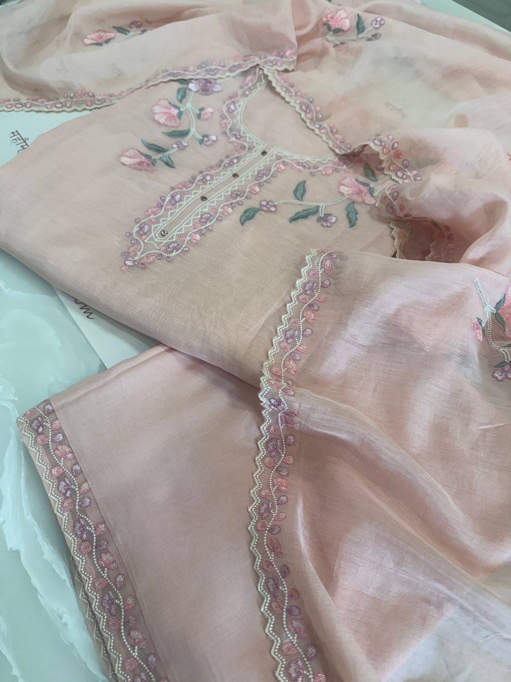 Pure Mul Chanderi Embroidered Kurta Dupatta Set