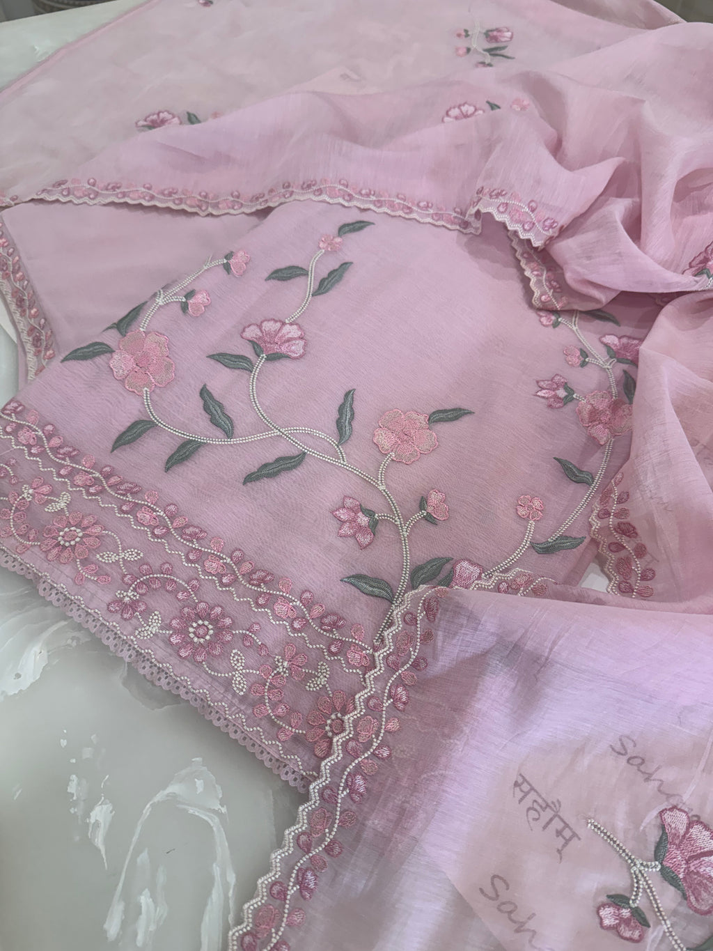 Pure Mul Chanderi Embroidered Kurta Dupatta Set