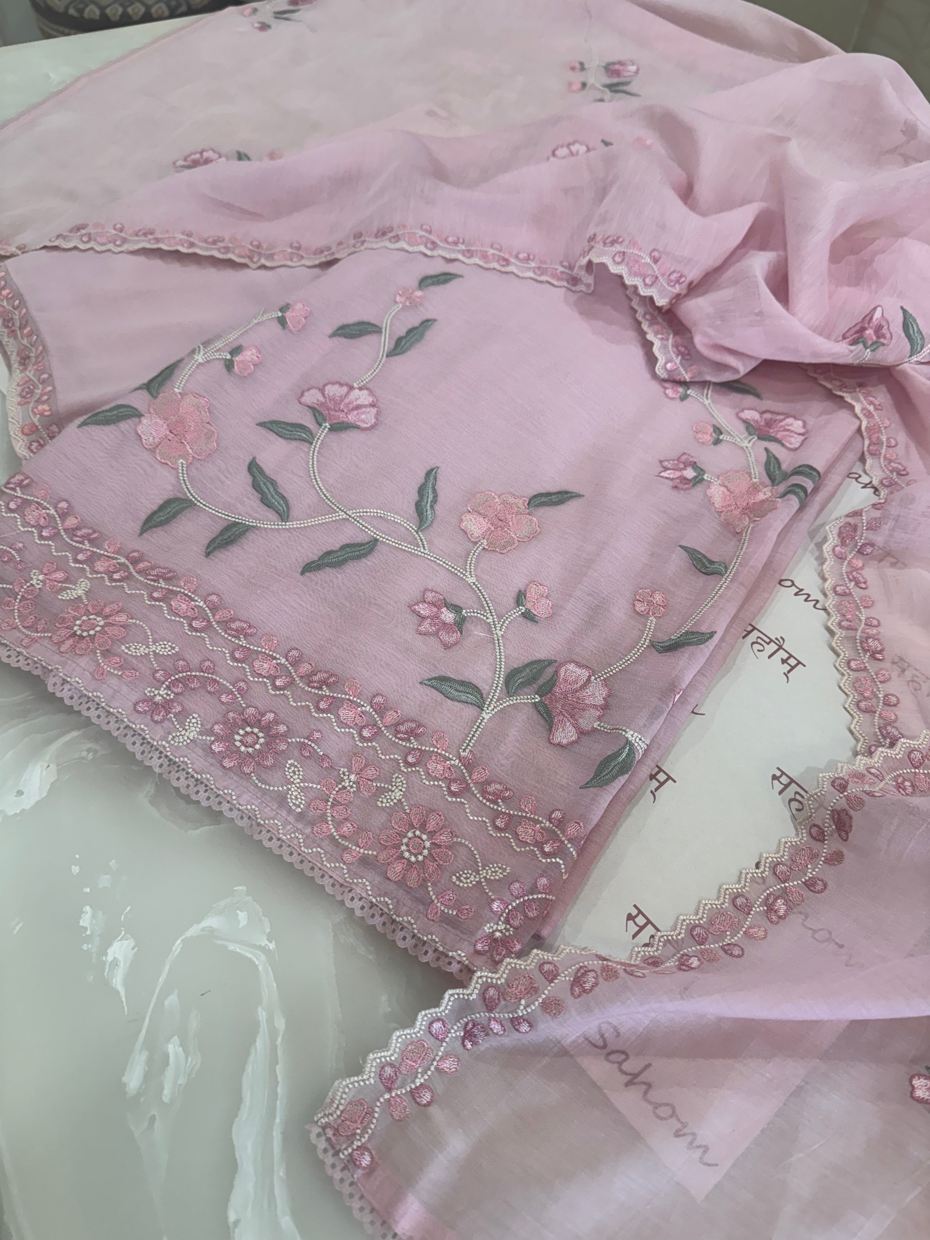 Pure Mul Chanderi Embroidered Kurta Dupatta Set
