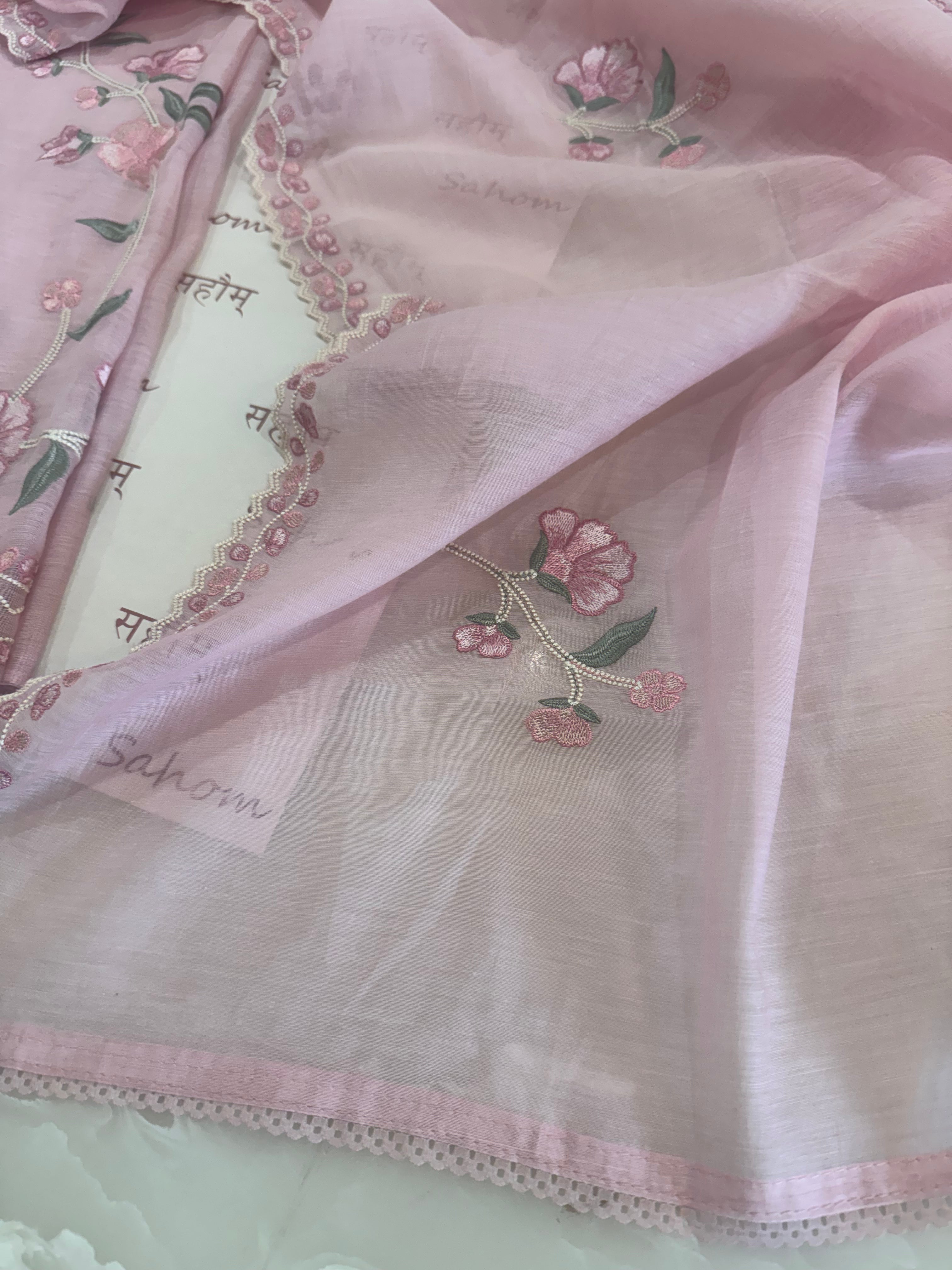Pure Mul Chanderi Embroidered Kurta Dupatta Set