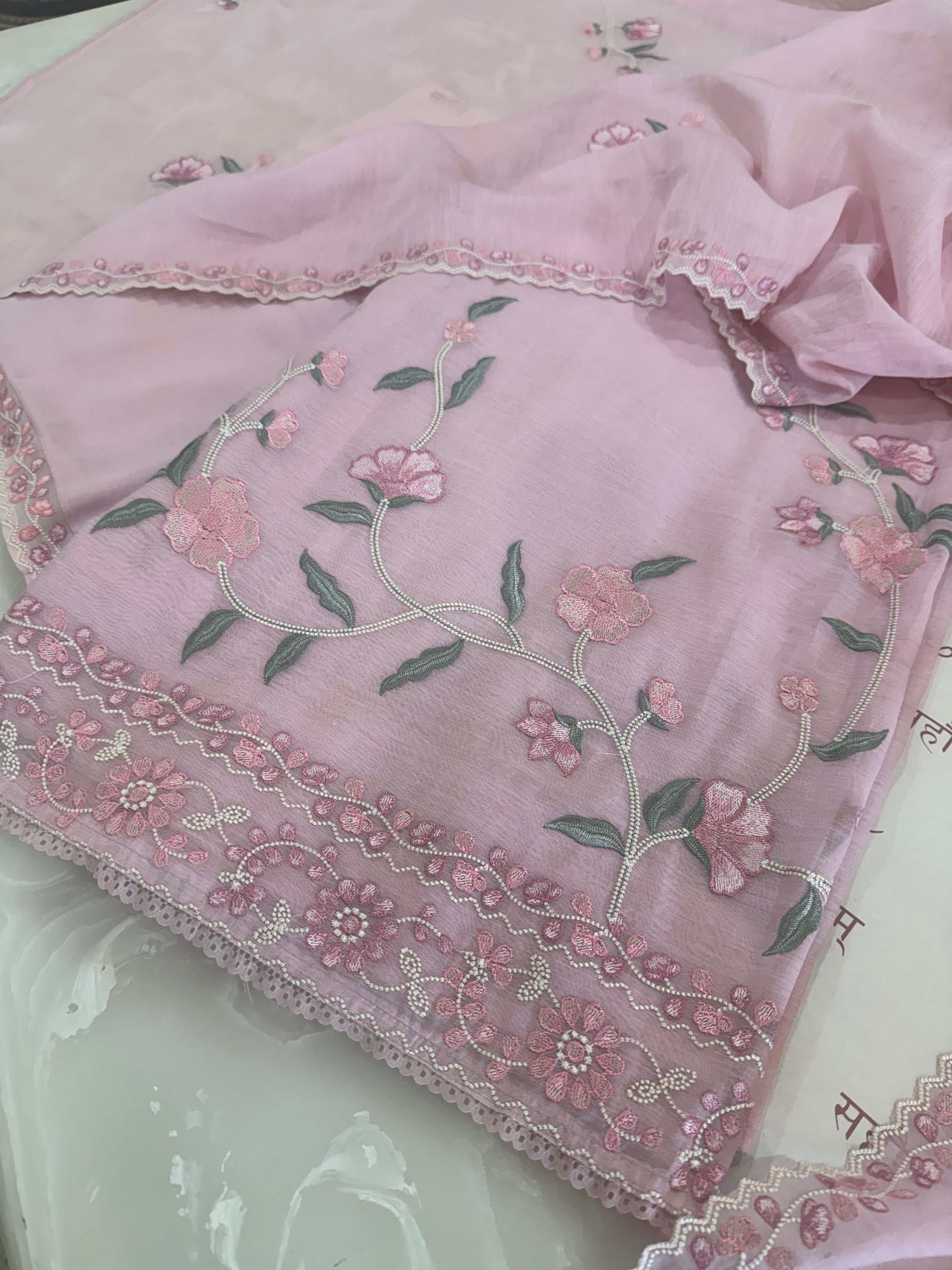 Pure Mul Chanderi Embroidered Kurta Dupatta Set