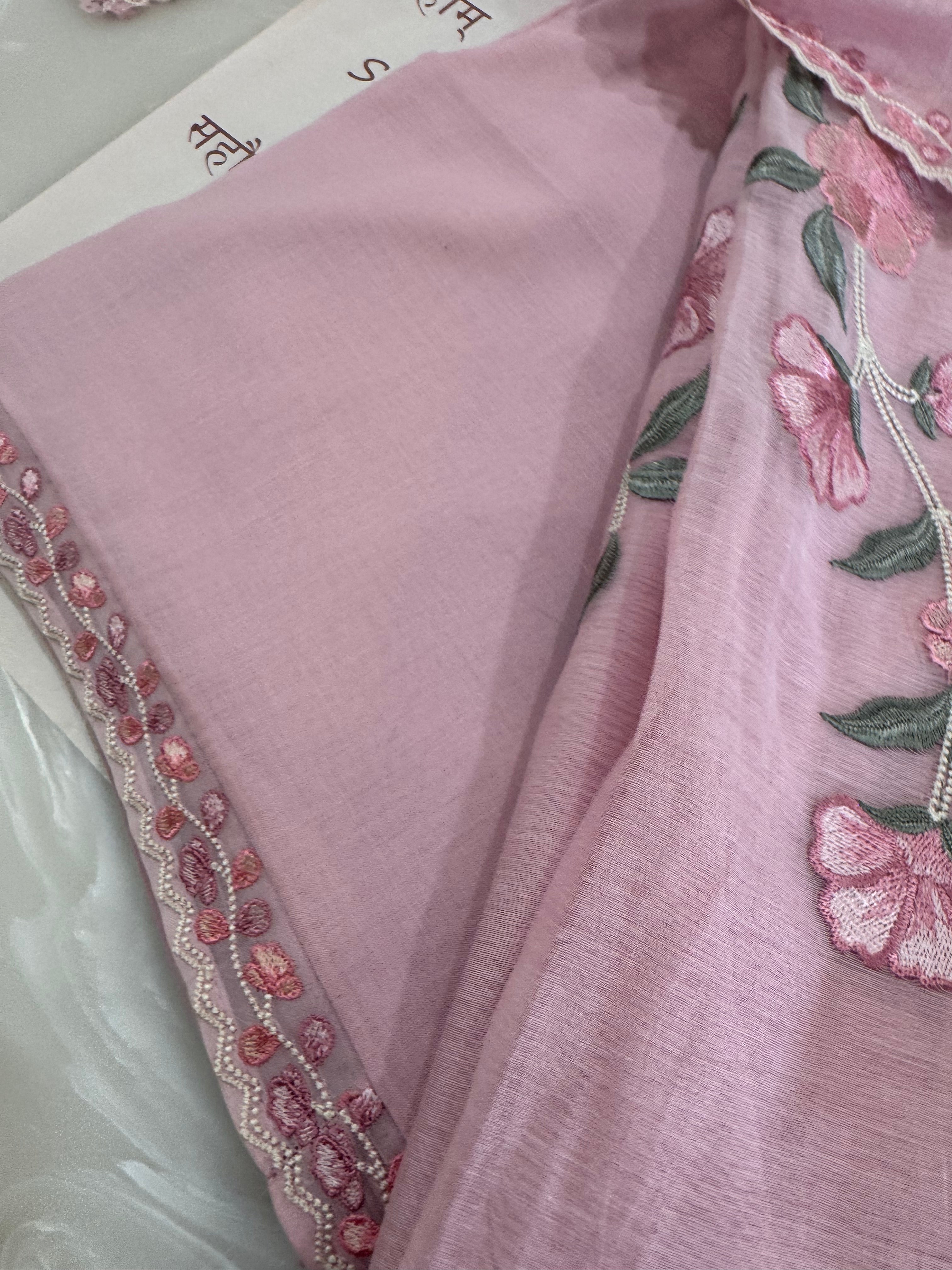 Pure Mul Chanderi Embroidered Kurta Dupatta Set