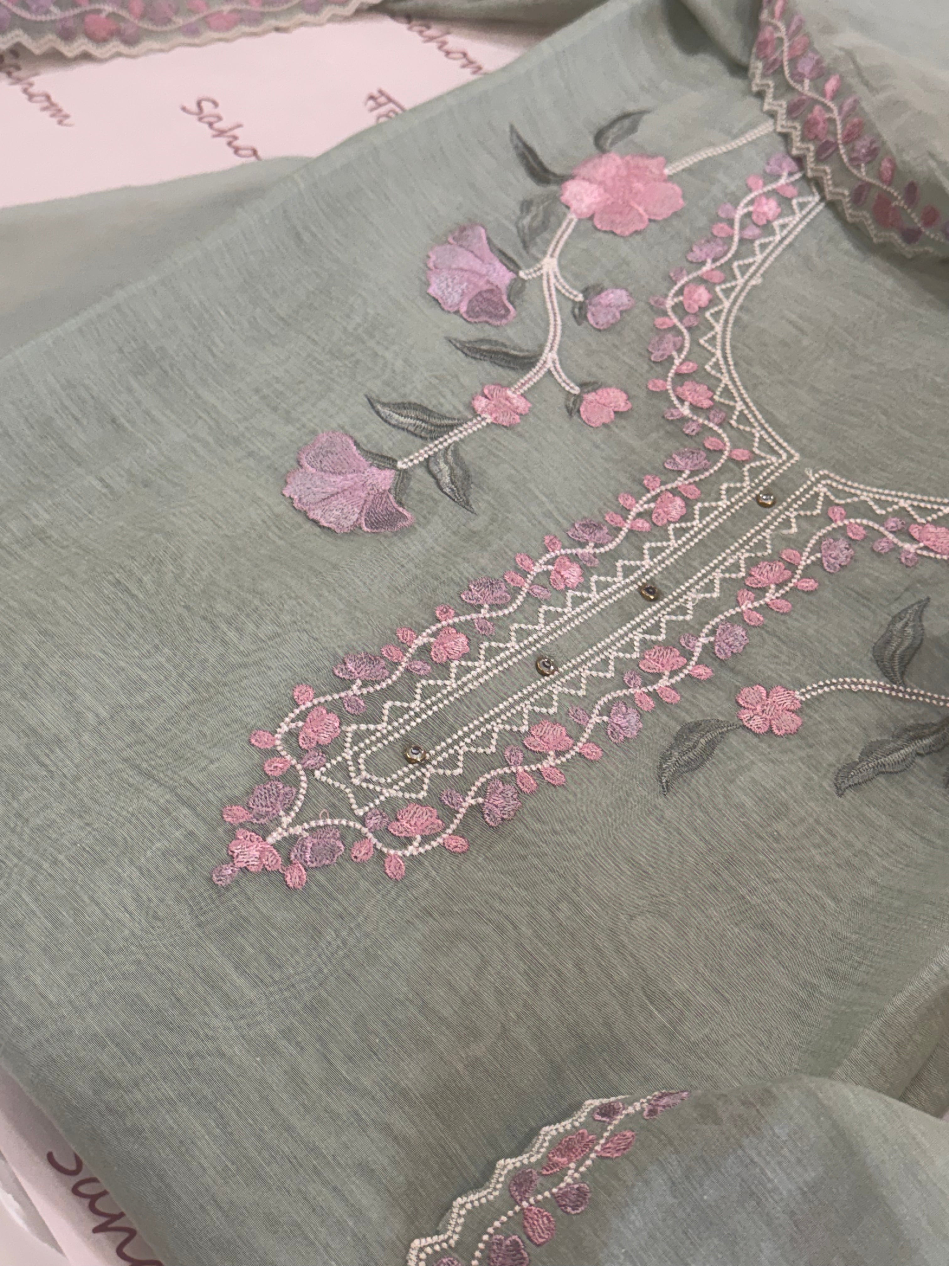 Pure Mul Chanderi Embroidered Kurta Dupatta Set