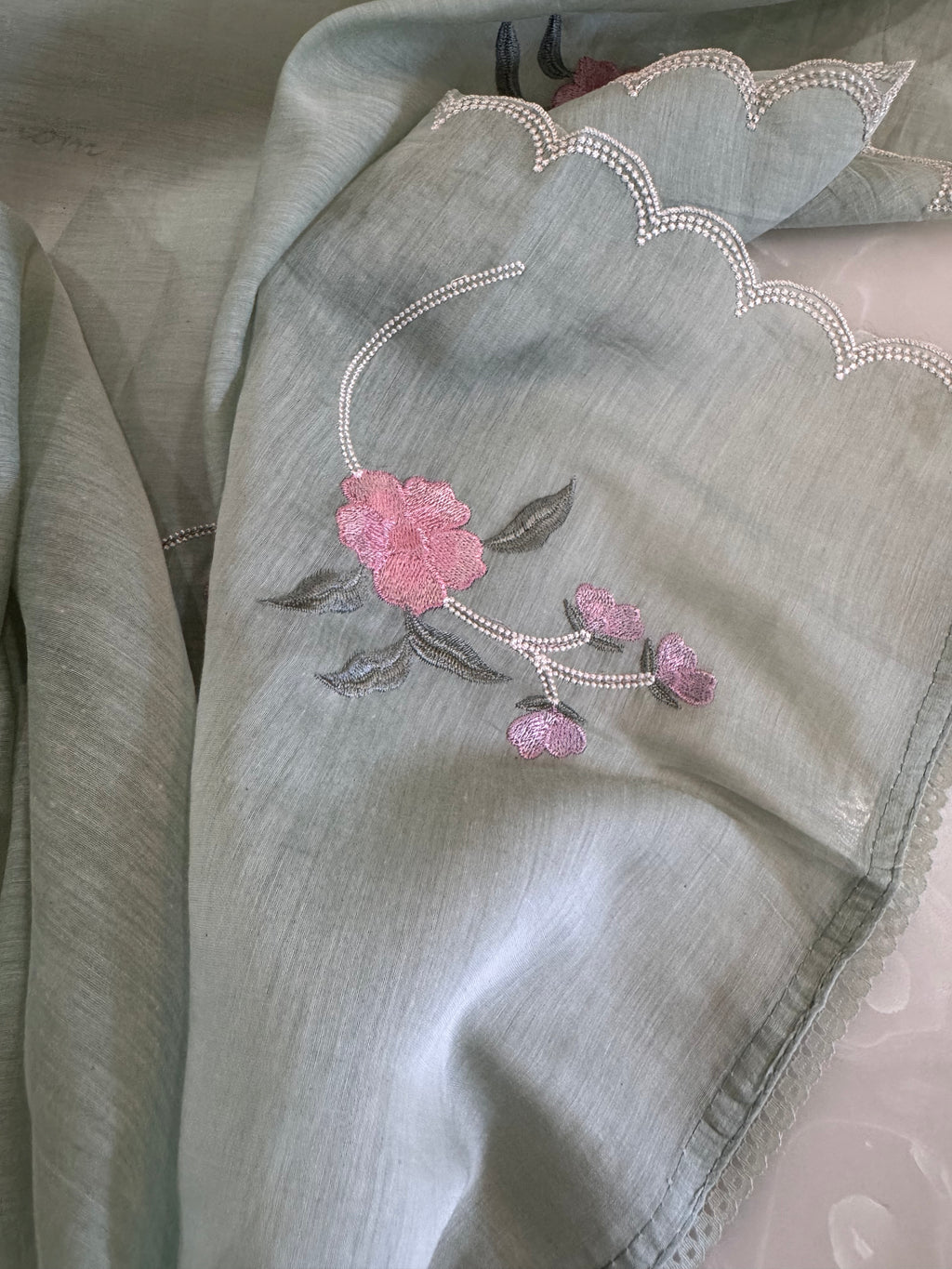 Pure Mul Chanderi Embroidered Kurta Dupatta Set