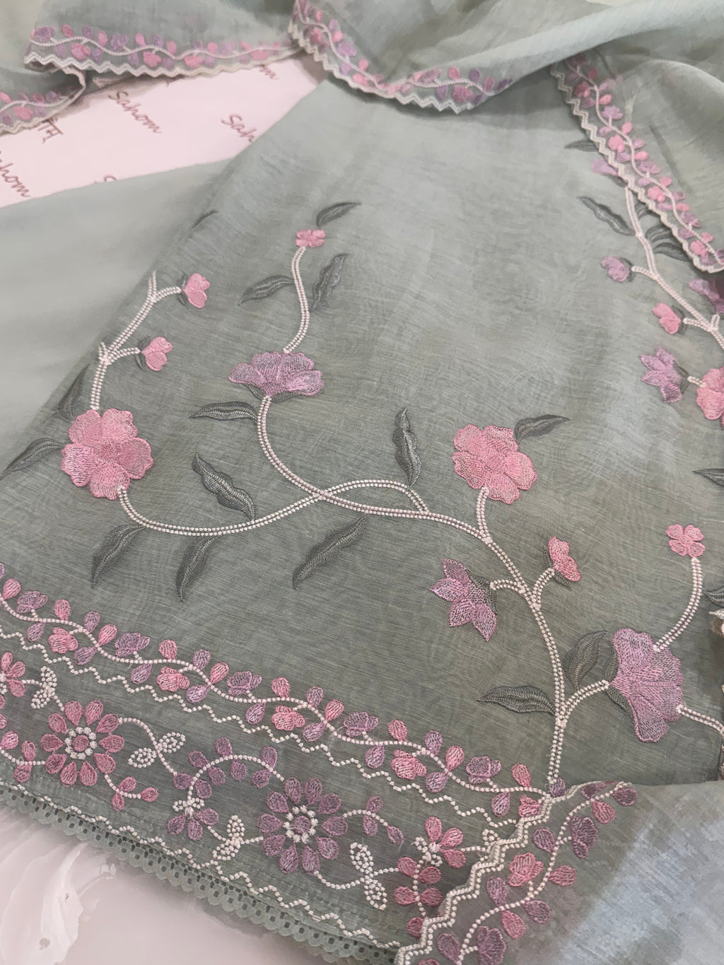 Pure Mul Chanderi Embroidered Kurta Dupatta Set