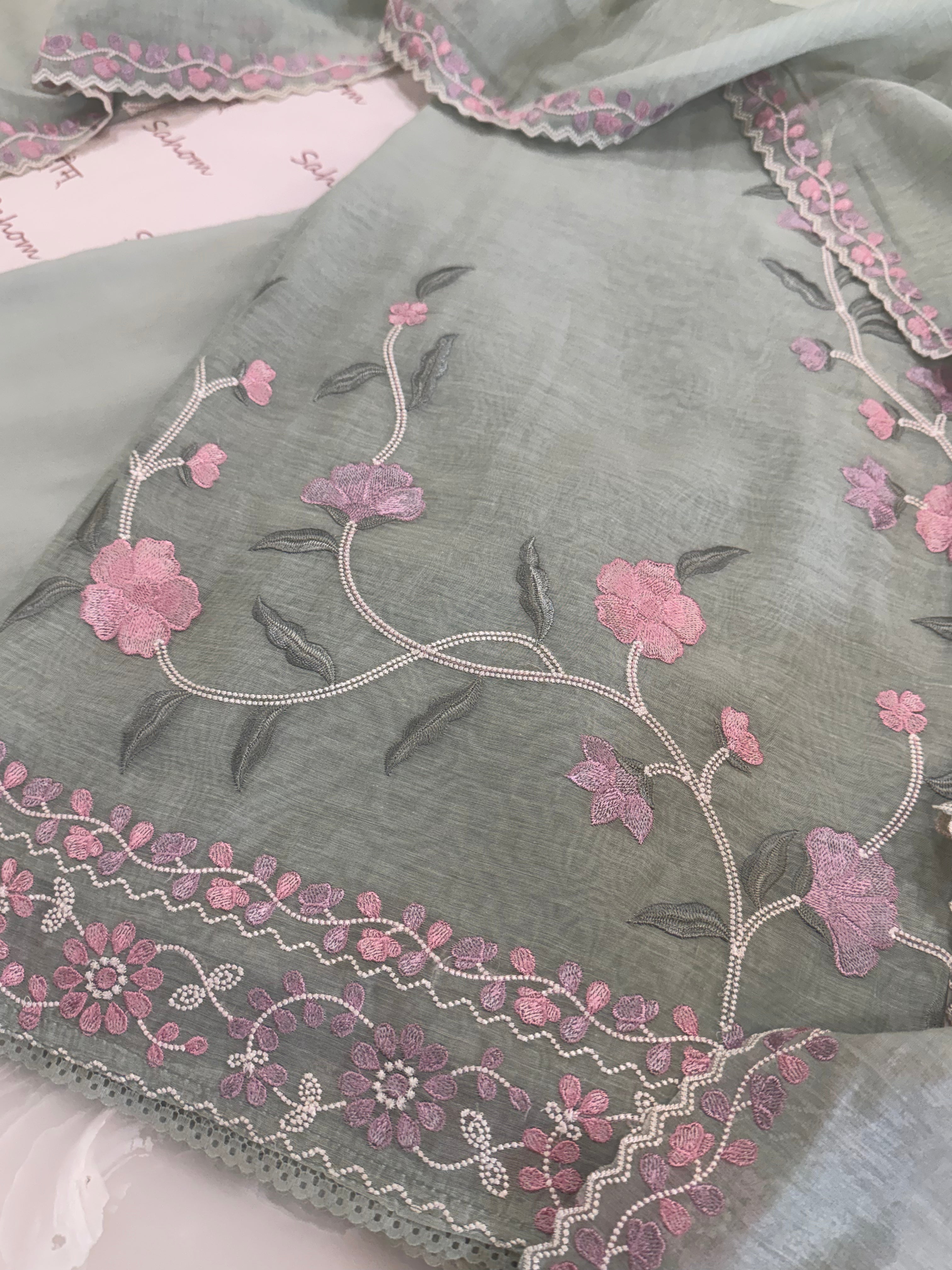 Pure Mul Chanderi Embroidered Kurta Dupatta Set