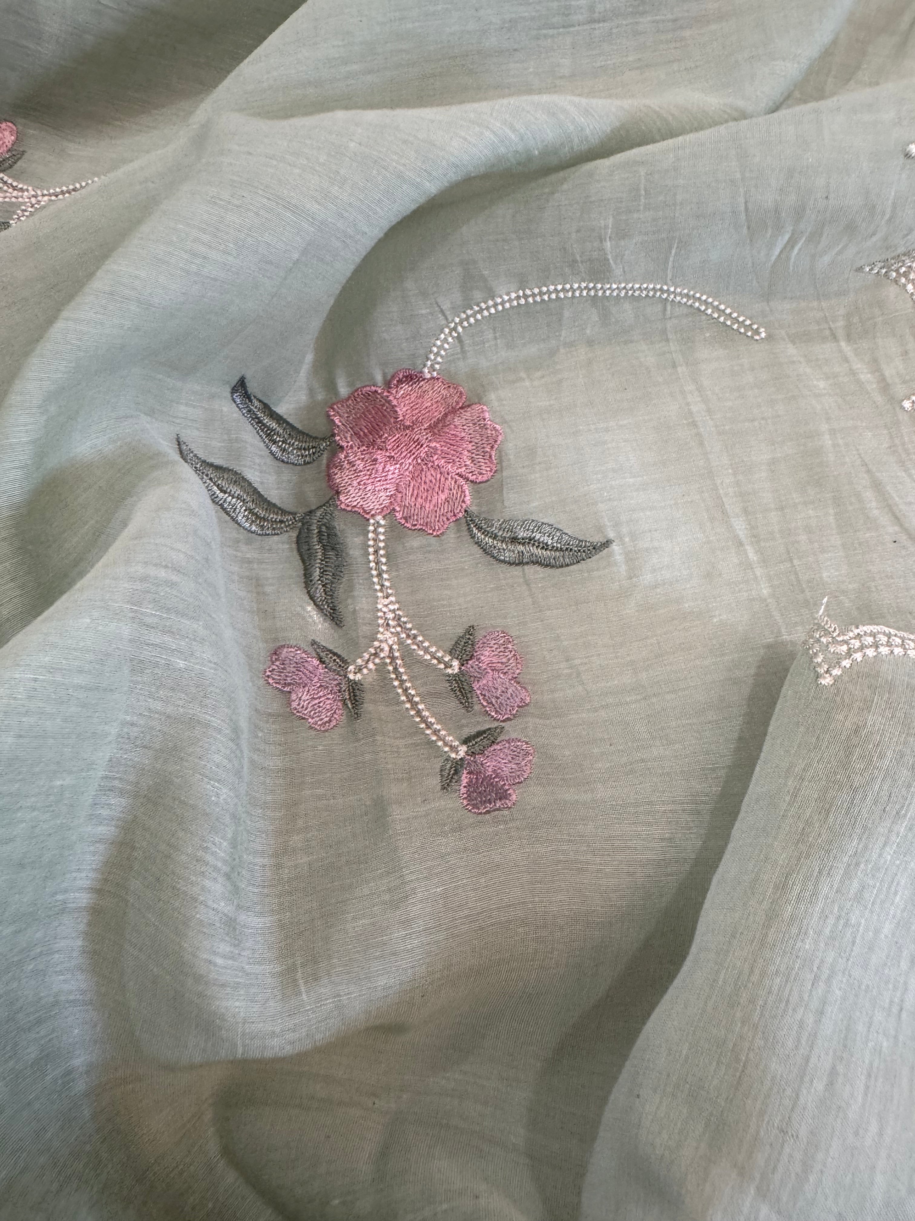 Pure Mul Chanderi Embroidered Kurta Dupatta Set