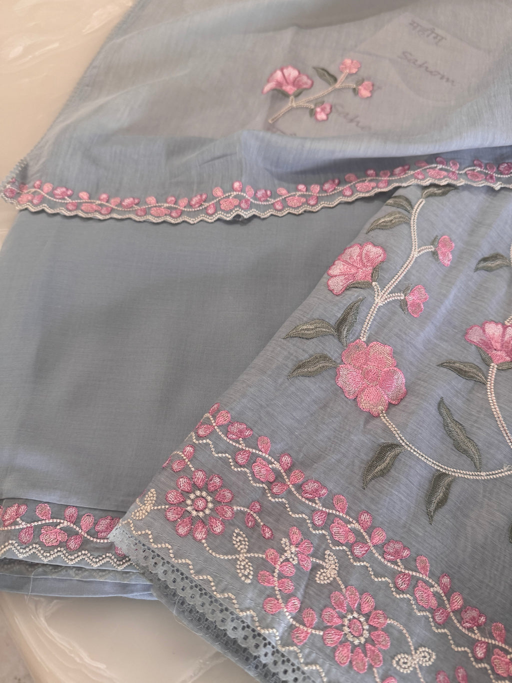 Pure Mul Chanderi Embroidered Kurta Dupatta Set