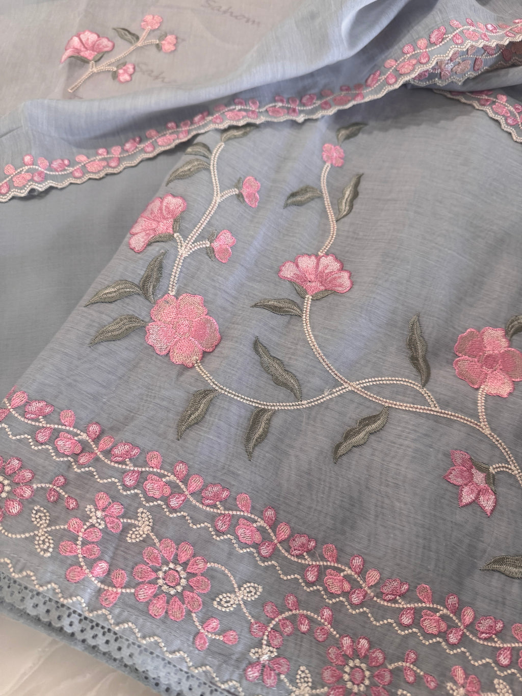 Pure Mul Chanderi Embroidered Kurta Dupatta Set