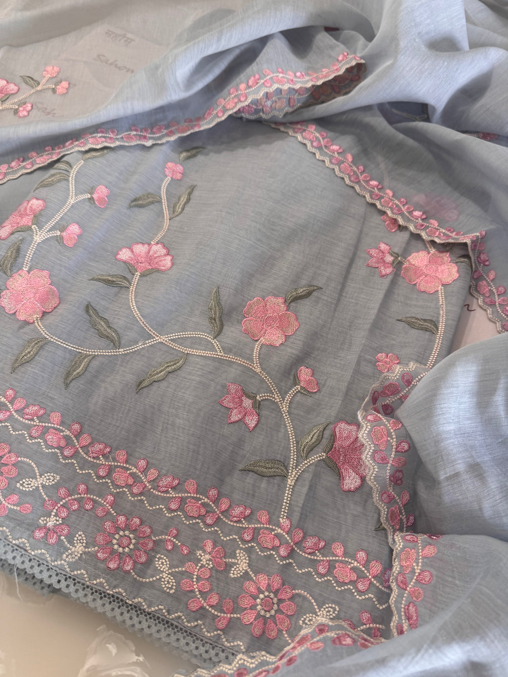 Pure Mul Chanderi Embroidered Kurta Dupatta Set