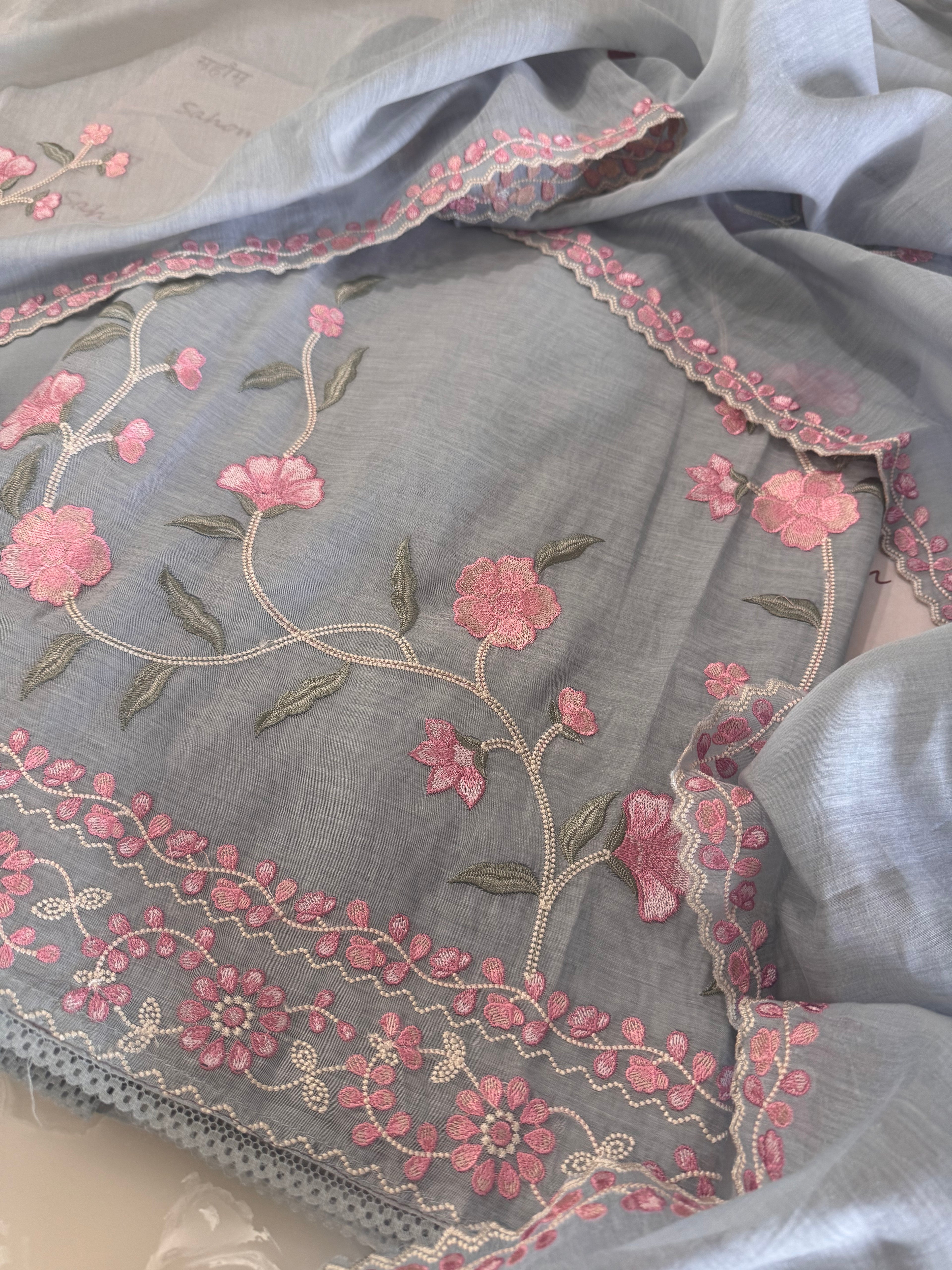Pure Mul Chanderi Embroidered Kurta Dupatta Set