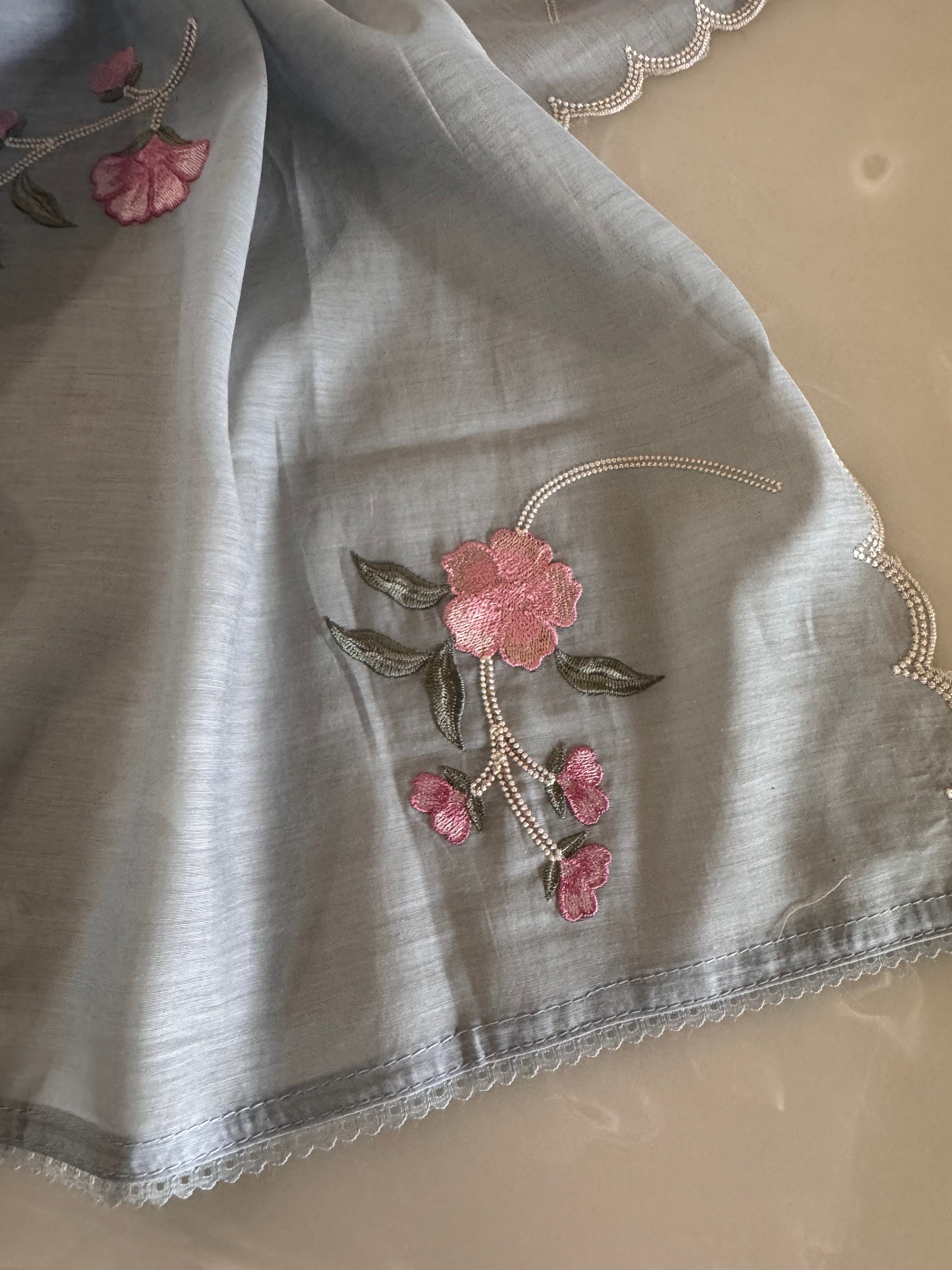 Pure Mul Chanderi Embroidered Kurta Dupatta Set