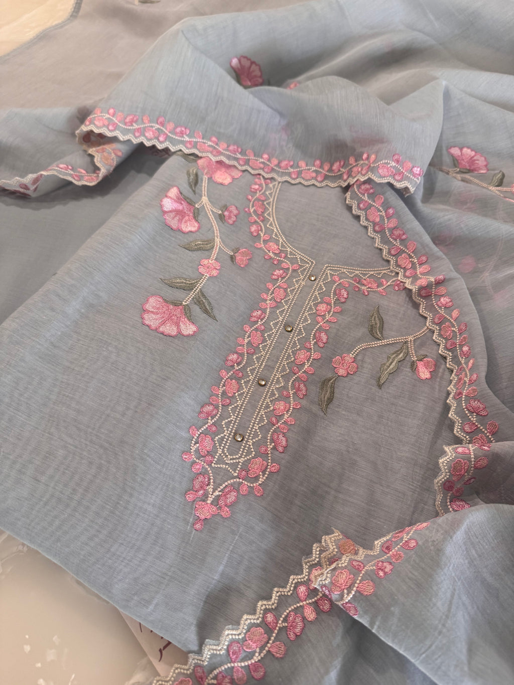 Pure Mul Chanderi Embroidered Kurta Dupatta Set