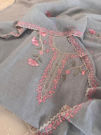 Pure Mul Chanderi Embroidered Kurta Dupatta Set