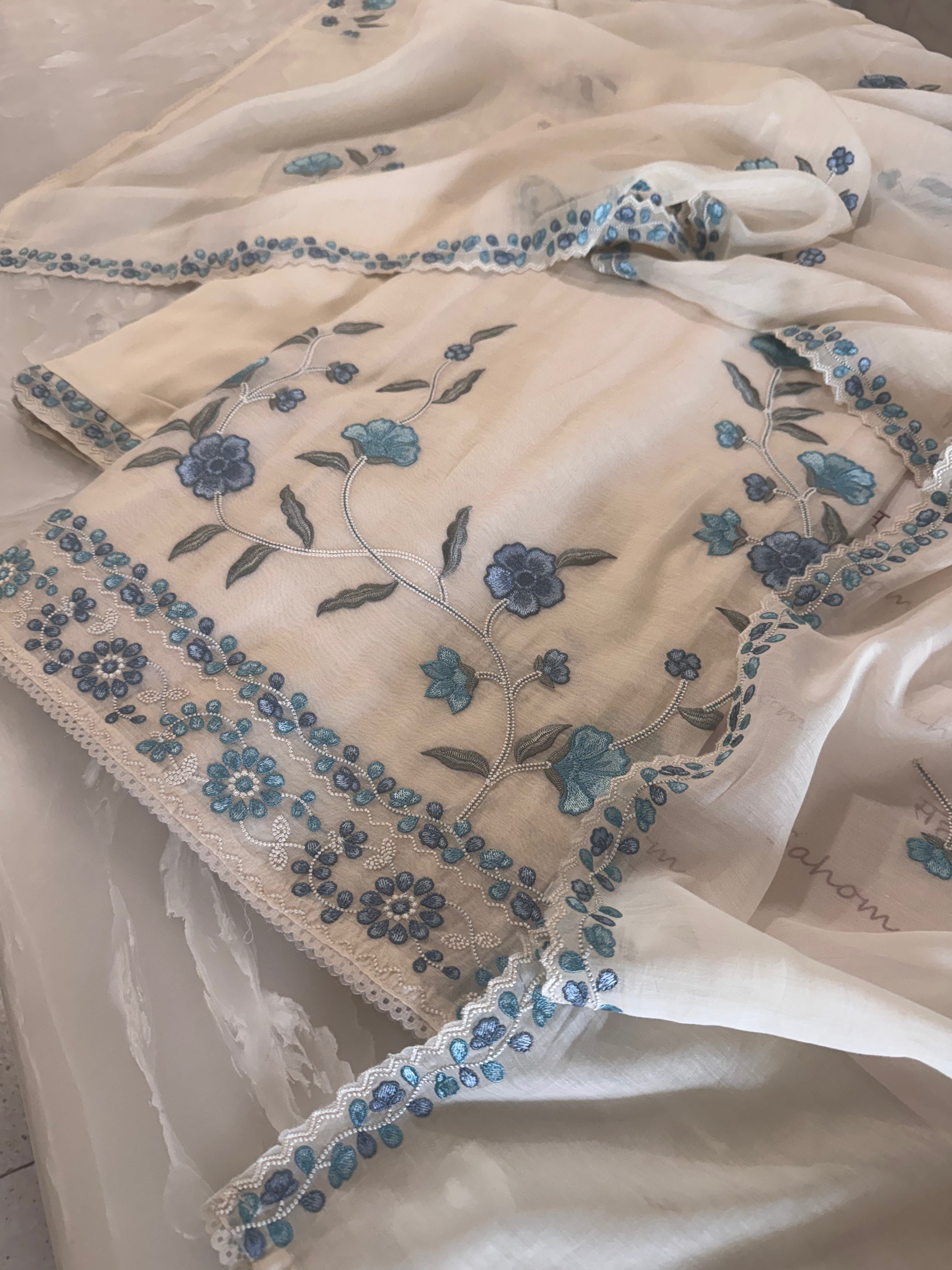 Pure Mul Chanderi Embroidered Kurta Dupatta Set