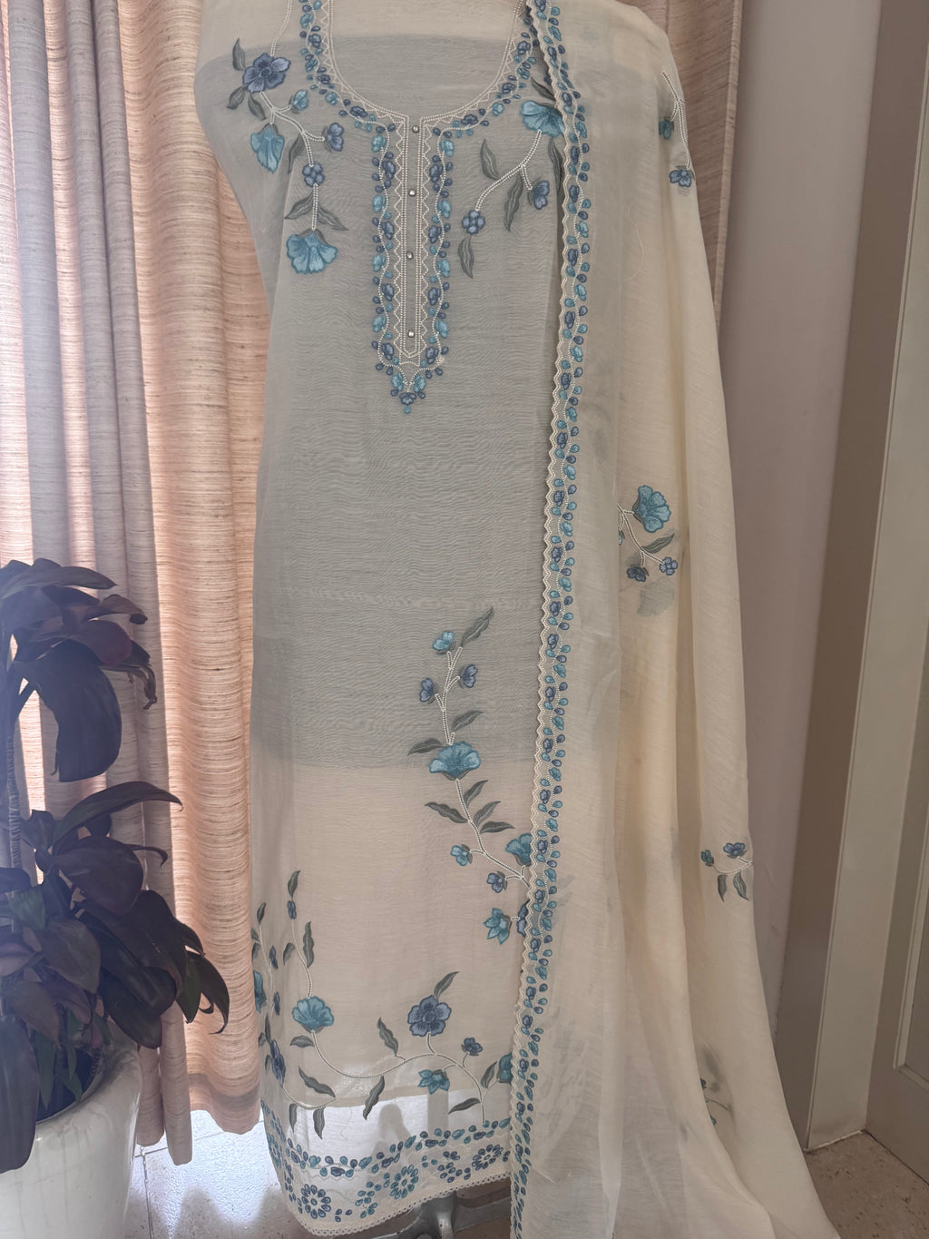 Pure Mul Chanderi Embroidered Kurta Dupatta Set