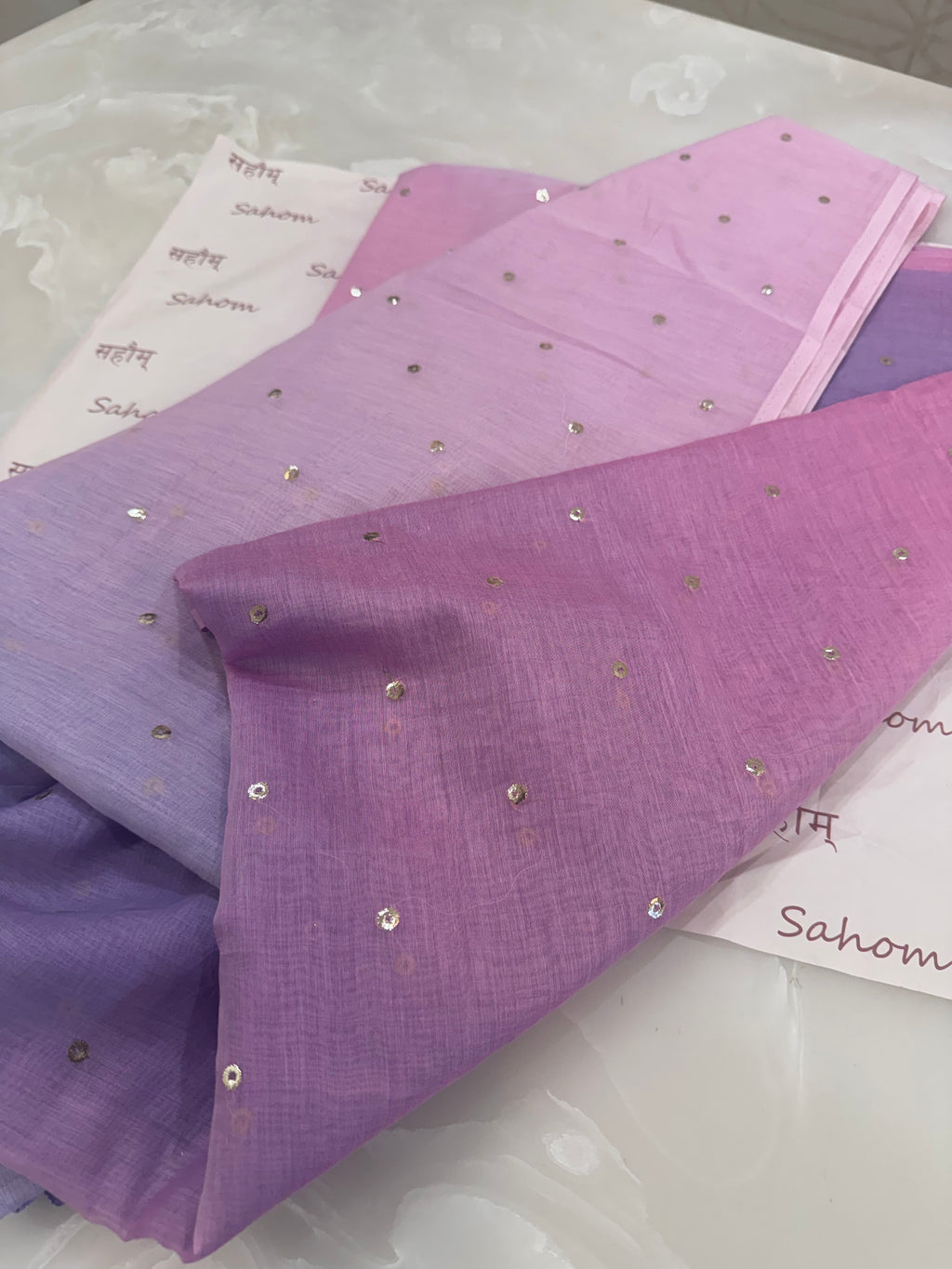 Ombre Dyed Mukaish Work Two-Piece Kurta Set