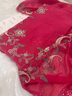 Pure Mul Chanderi Multicolour Embroidered Semi-Stitched Kurta Dupatta Set