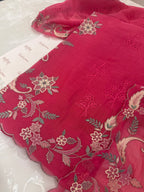 Pure Mul Chanderi Multicolour Embroidered Semi-Stitched Kurta Dupatta Set