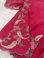 Pure Mul Chanderi Multicolour Embroidered Semi-Stitched Kurta Dupatta Set