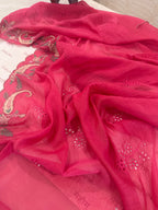 Pure Mul Chanderi Multicolour Embroidered Semi-Stitched Kurta Dupatta Set