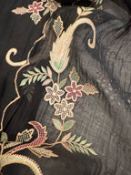 Pure Mul Chanderi Multicolour Embroidered Semi-Stitched Kurta Dupatta Set