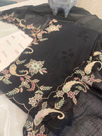 Pure Mul Chanderi Multicolour Embroidered Semi-Stitched Kurta Dupatta Set
