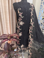 Pure Mul Chanderi Multicolour Embroidered Semi-Stitched Kurta Dupatta Set