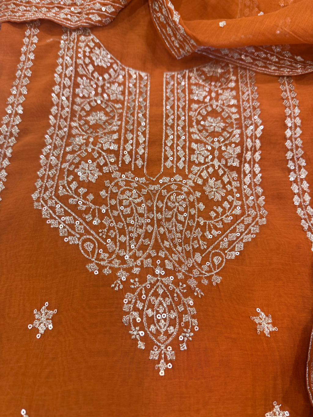 Pure Mul Chanderi Aari & Tilla Work Kurta Dupatta Set