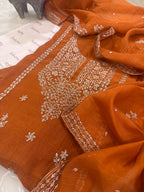 Pure Mul Chanderi Aari & Tilla Work Kurta Dupatta Set