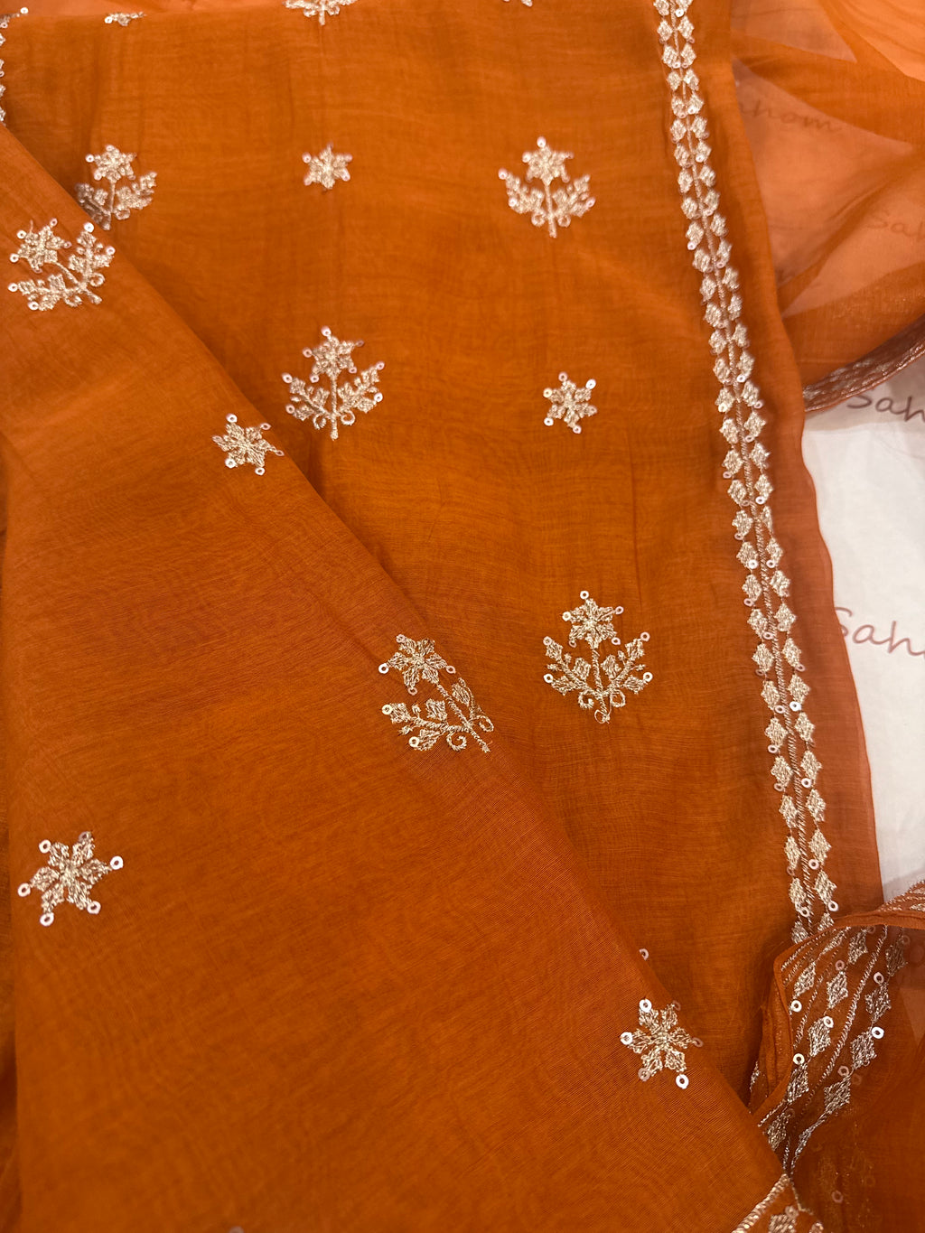 Pure Mul Chanderi Aari & Tilla Work Kurta Dupatta Set
