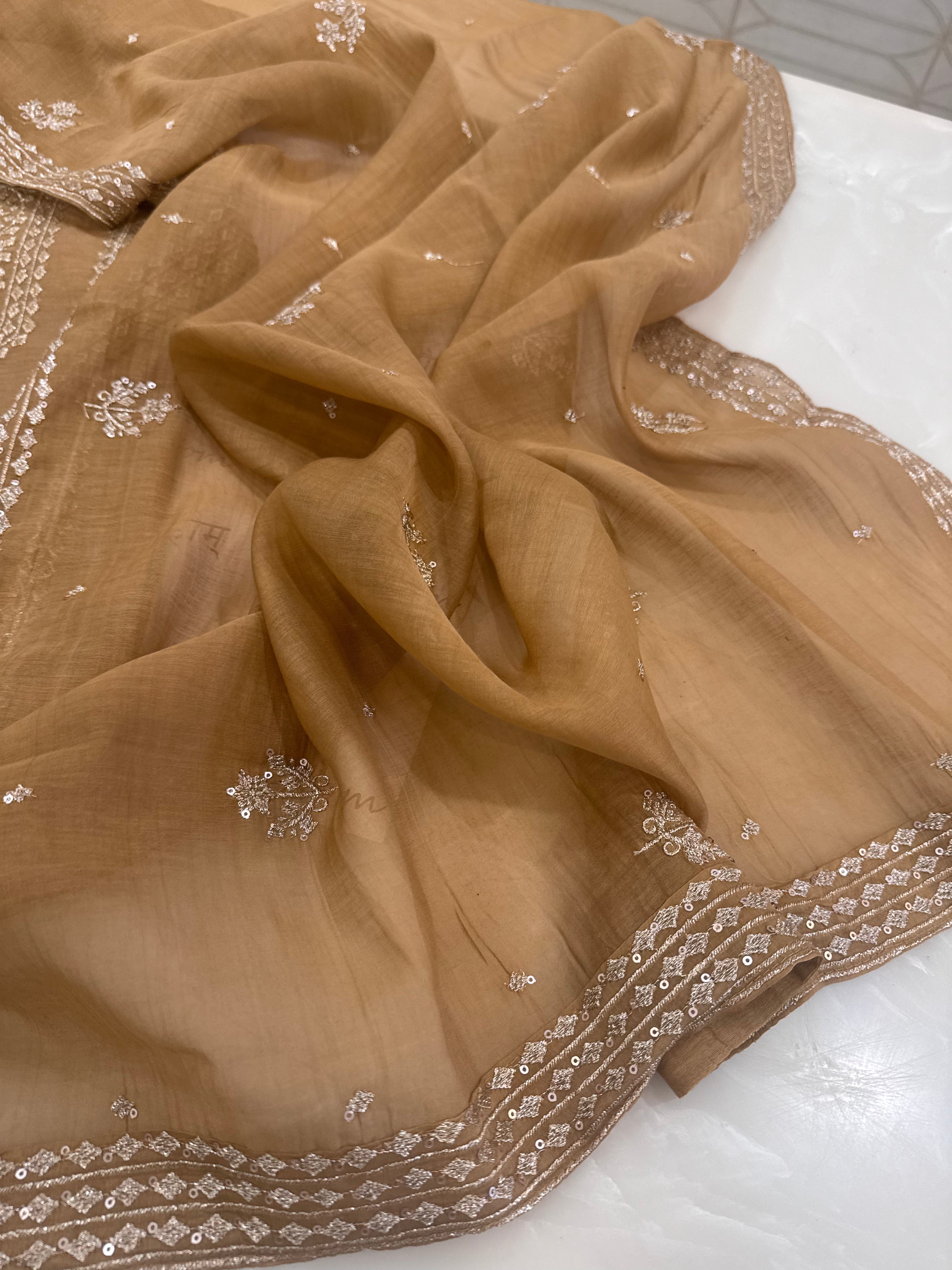 Pure Mul Chanderi Aari & Tilla Work Kurta Dupatta Set