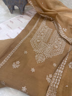 Pure Mul Chanderi Aari & Tilla Work Kurta Dupatta Set