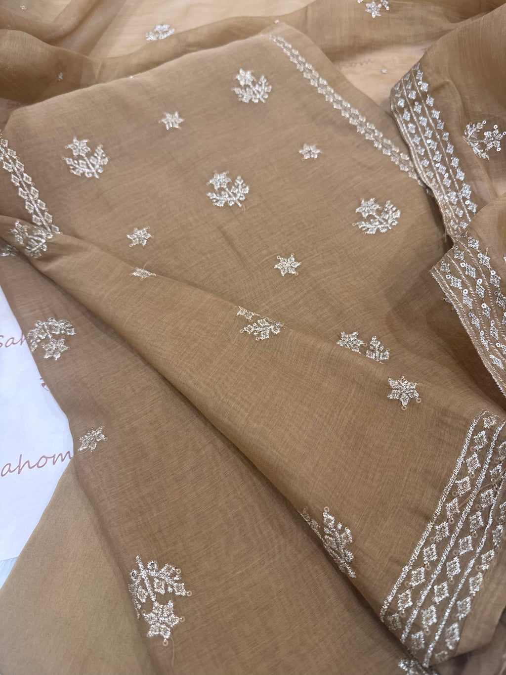 Pure Mul Chanderi Aari & Tilla Work Kurta Dupatta Set