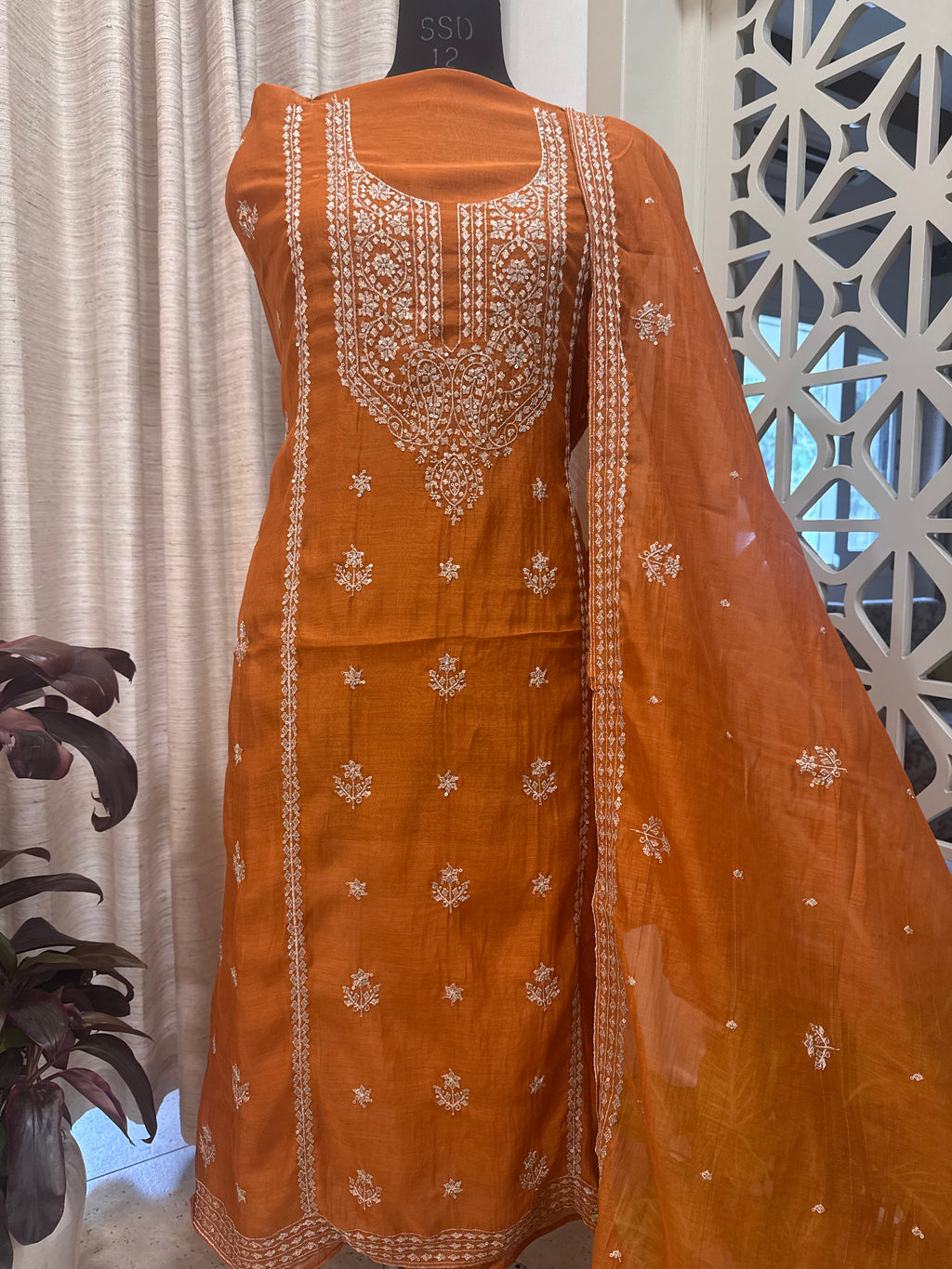 Pure Mul Chanderi Aari & Tilla Work Kurta Dupatta Set