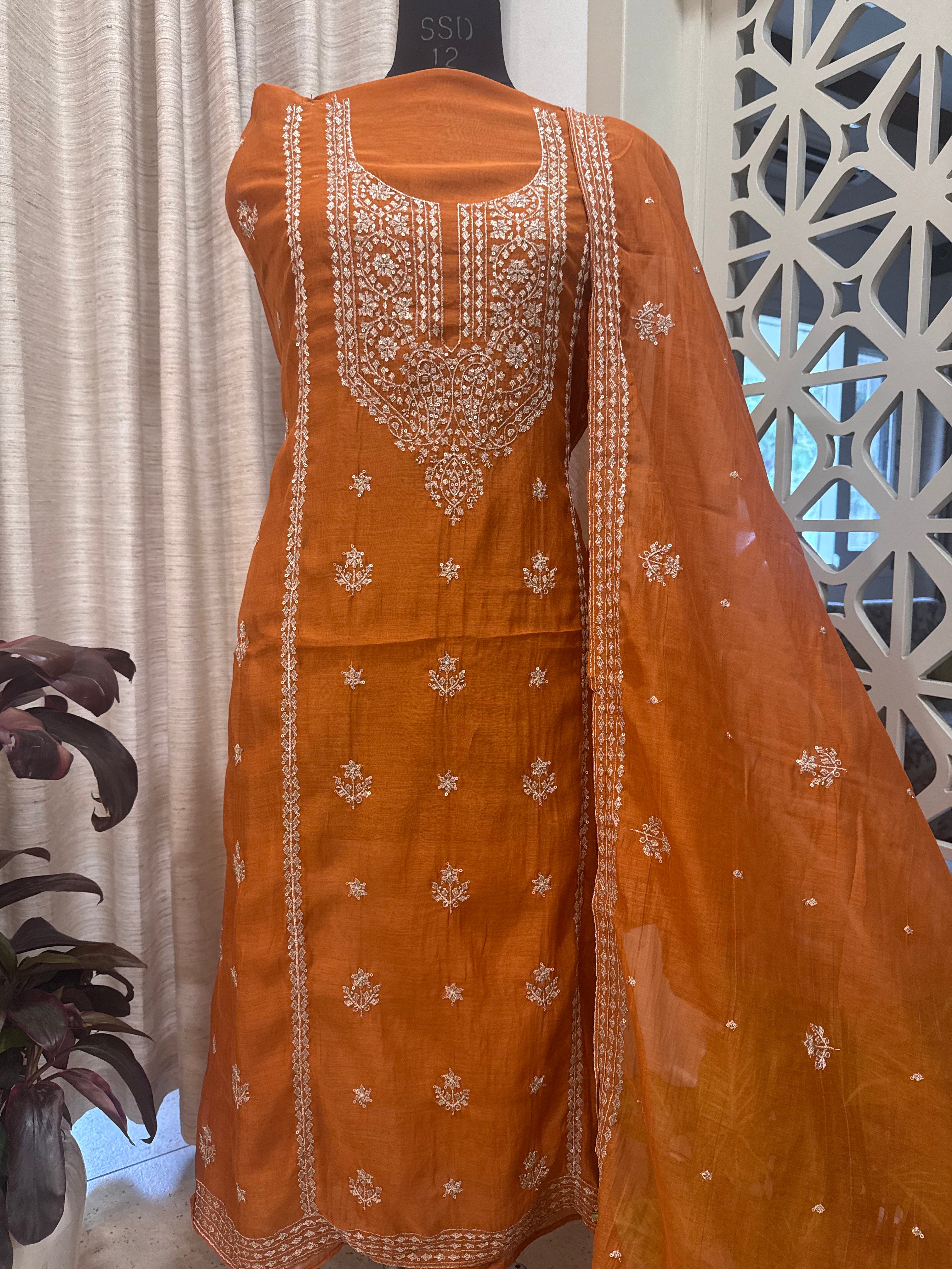 Pure Mul Chanderi Aari & Tilla Work Kurta Dupatta Set