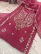 Pure Mul Chanderi Aari & Tilla Work Kurta Dupatta Set