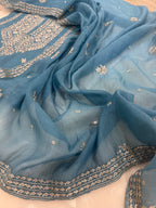 Pure Mul Chanderi Aari & Tilla Work Kurta Dupatta Set