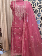 Pure Mul Chanderi Aari & Tilla Work Kurta Dupatta Set