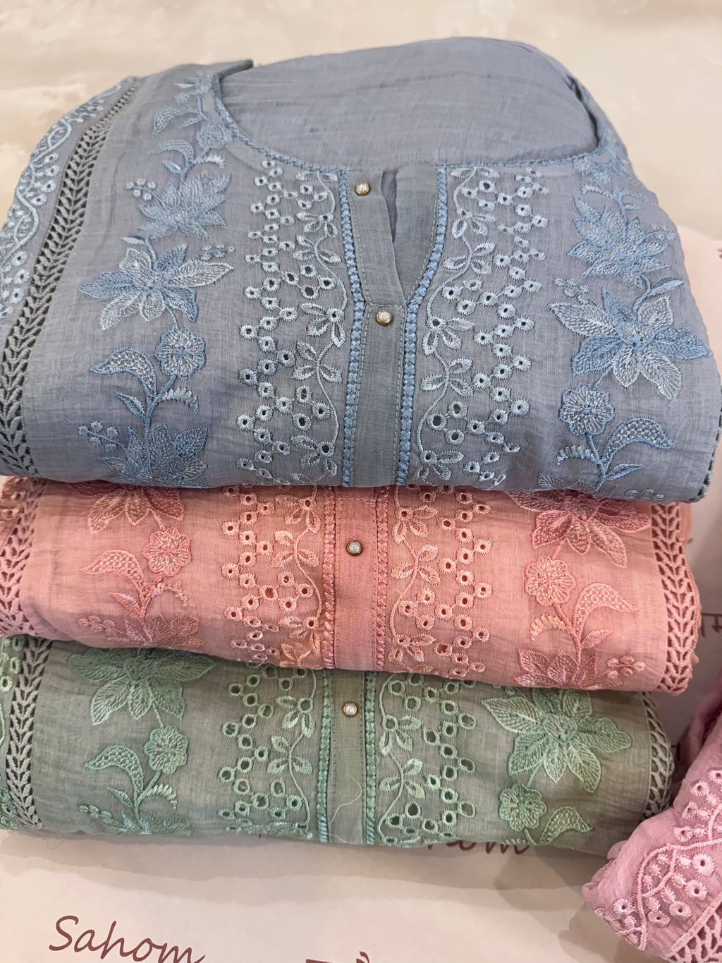 Pure Mul Chanderi Embroidered Kurta Set with Mul Chanderi Dupatta