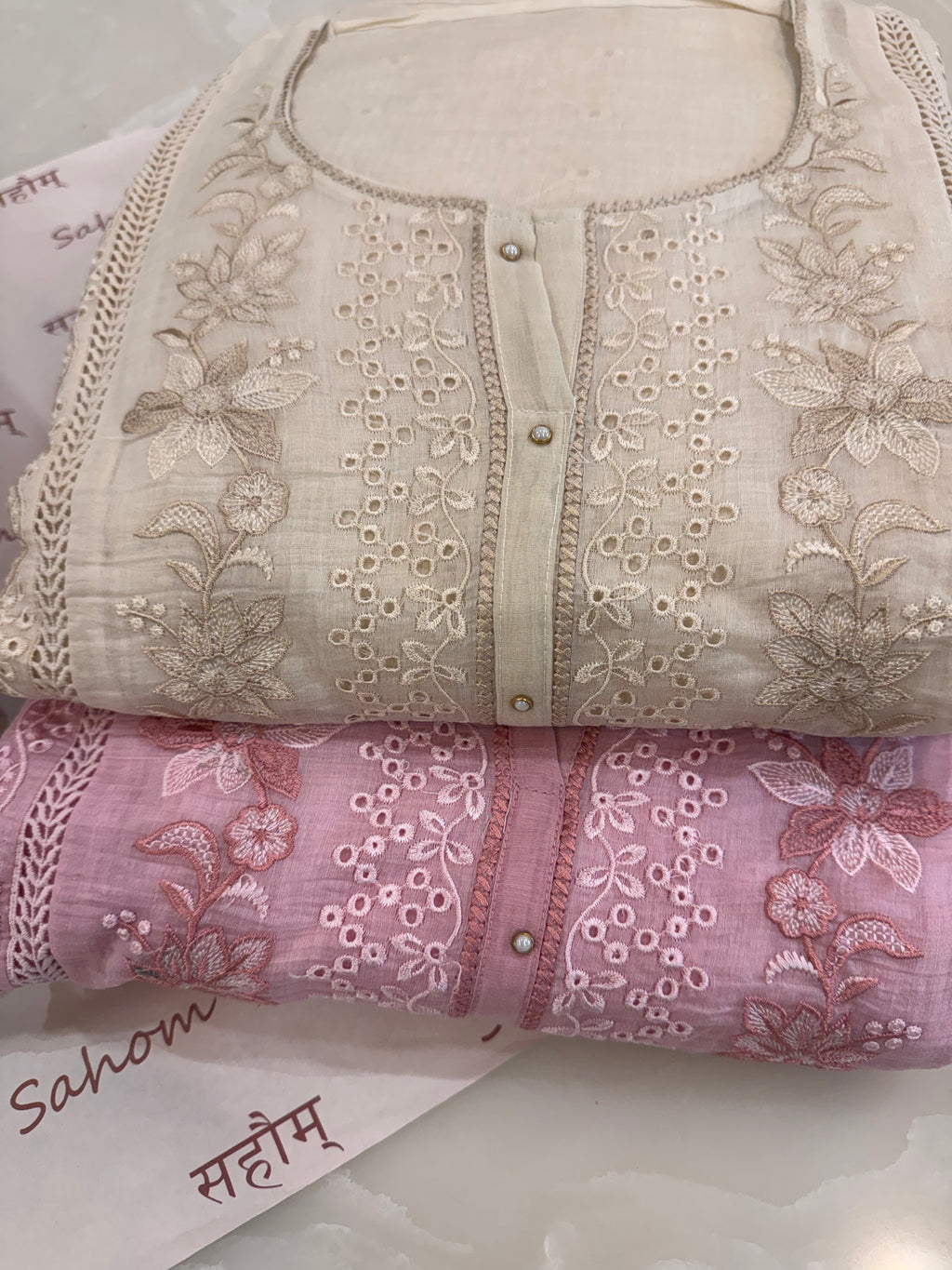 Pure Mul Chanderi Embroidered Kurta Set with Mul Chanderi Dupatta