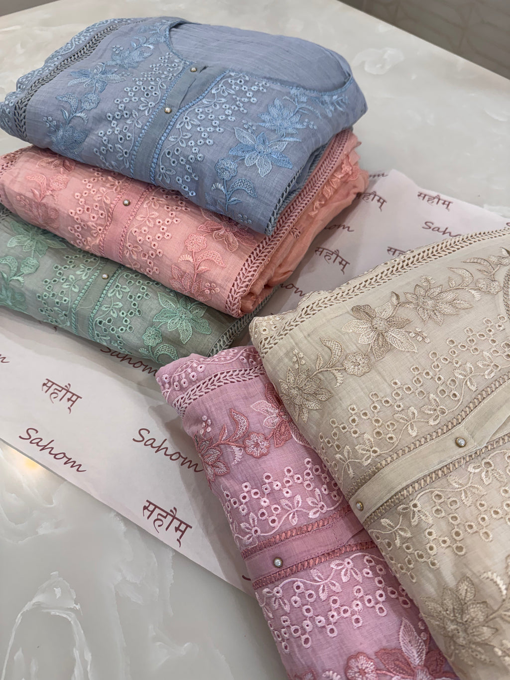 Pure Mul Chanderi Embroidered Kurta Set with Mul Chanderi Dupatta