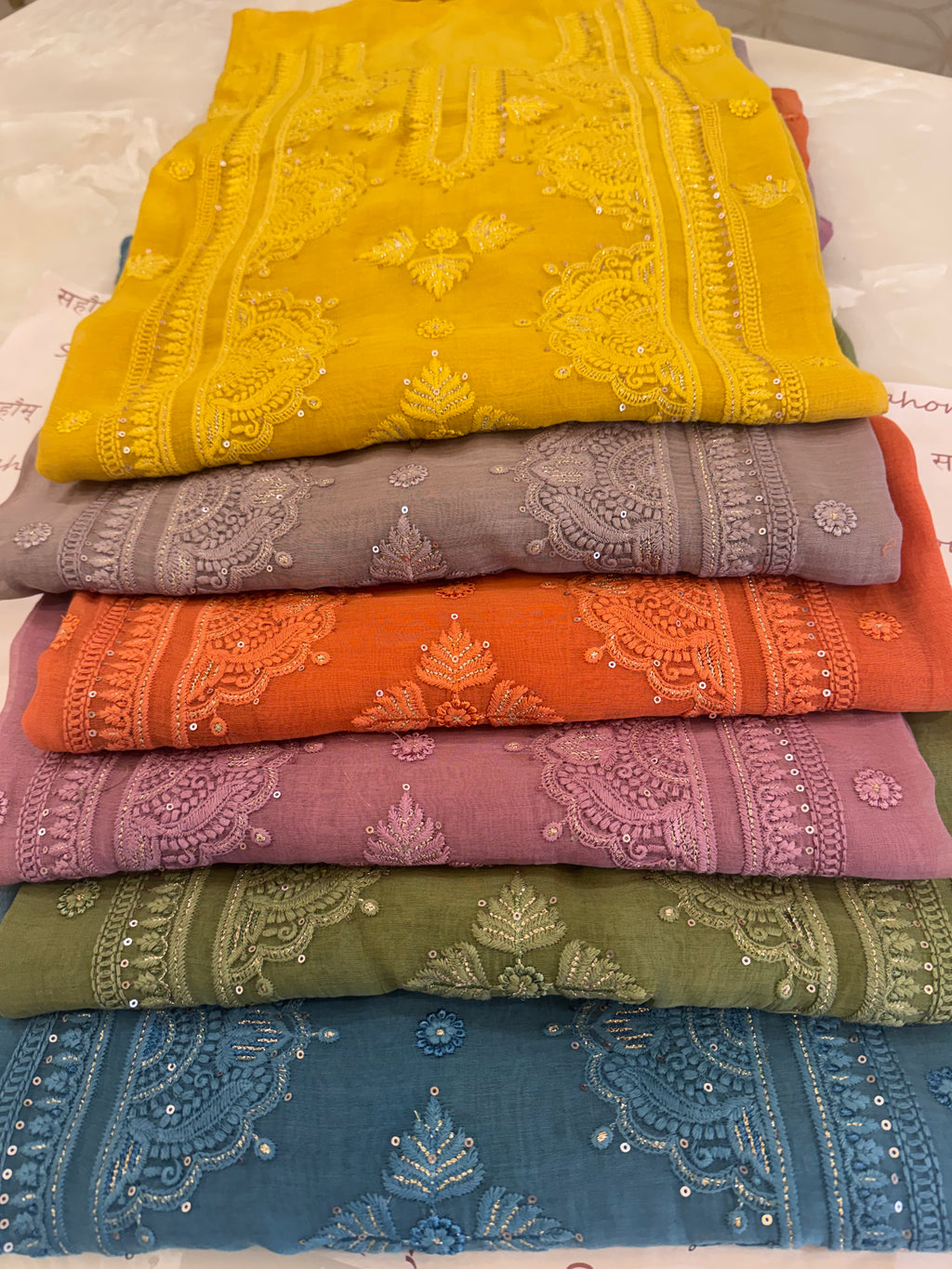 Pure Mul Chanderi Self Embroidered Kurta Dupatta Set
