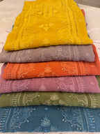 Pure Mul Chanderi Self Embroidered Kurta Dupatta Set