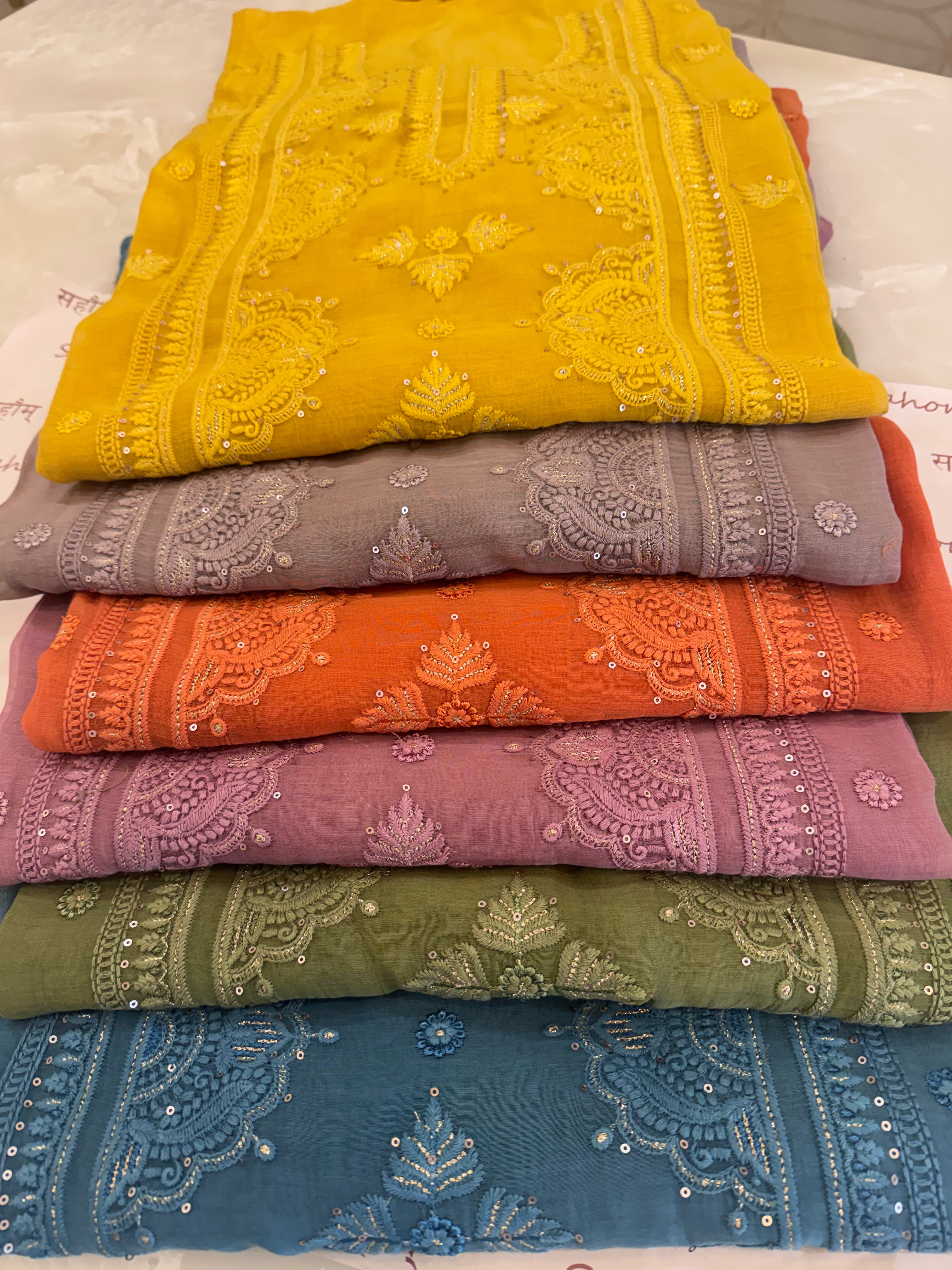 Pure Mul Chanderi Self Embroidered Kurta Dupatta Set
