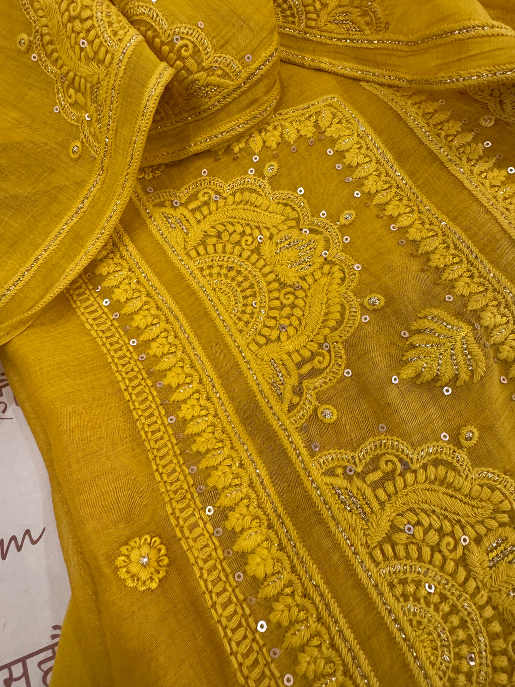Pure Mul Chanderi Self Embroidered Kurta Dupatta Set