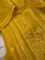 Pure Mul Chanderi Self Embroidered Kurta Dupatta Set