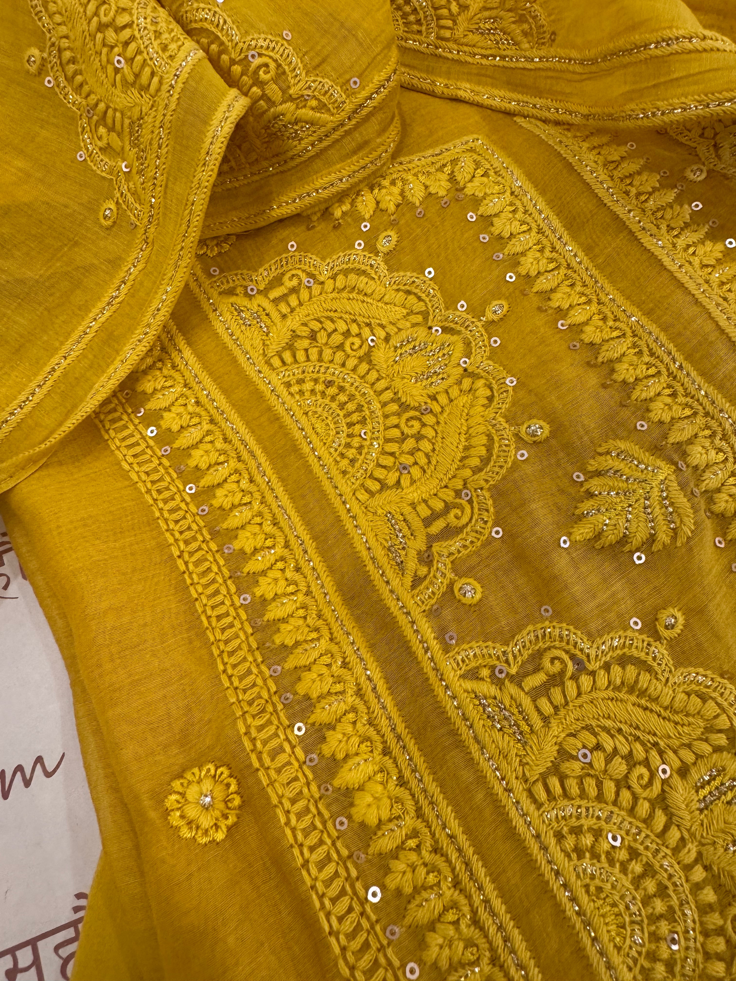 Pure Mul Chanderi Self Embroidered Kurta Dupatta Set