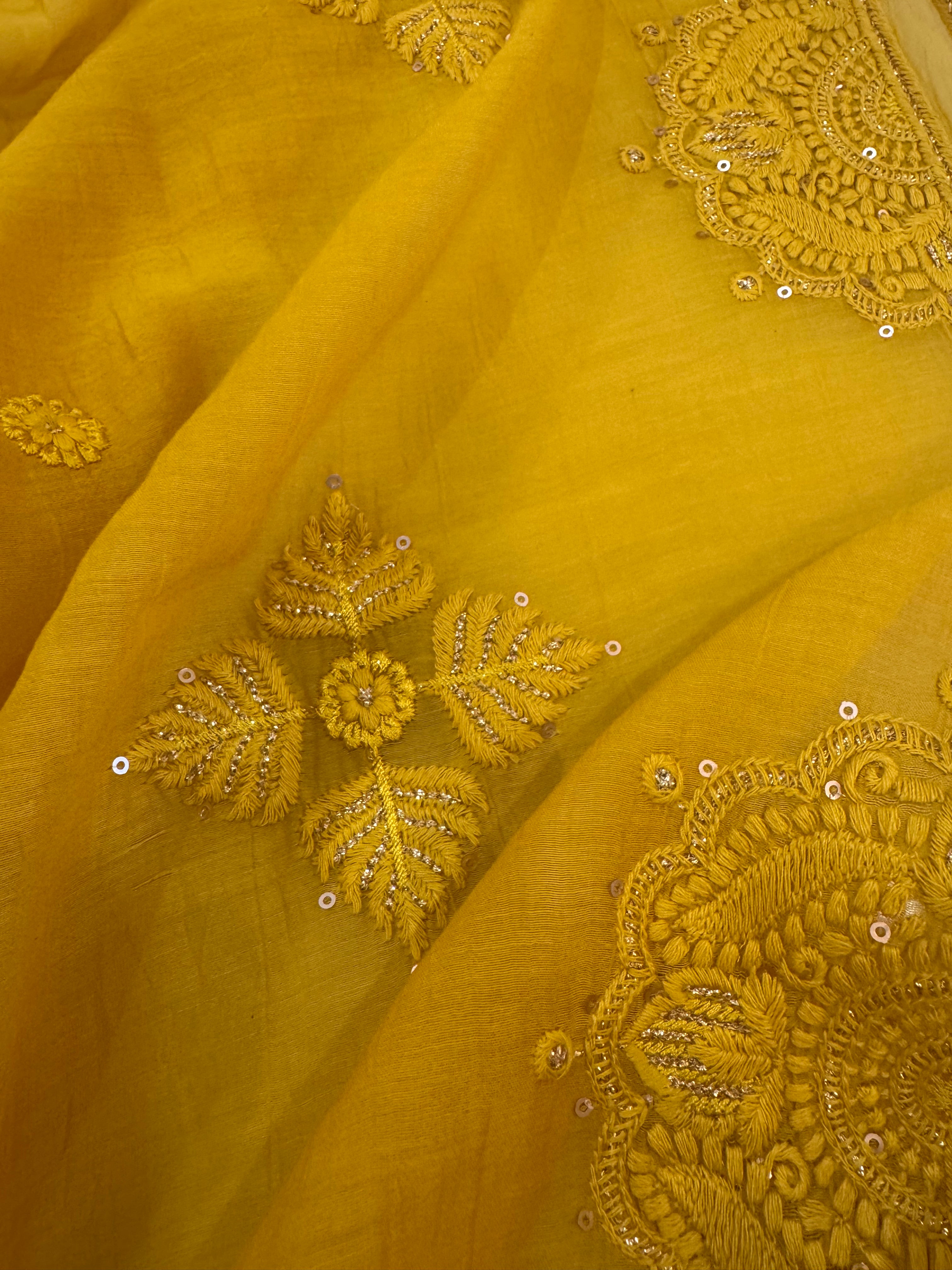 Pure Mul Chanderi Self Embroidered Kurta Dupatta Set